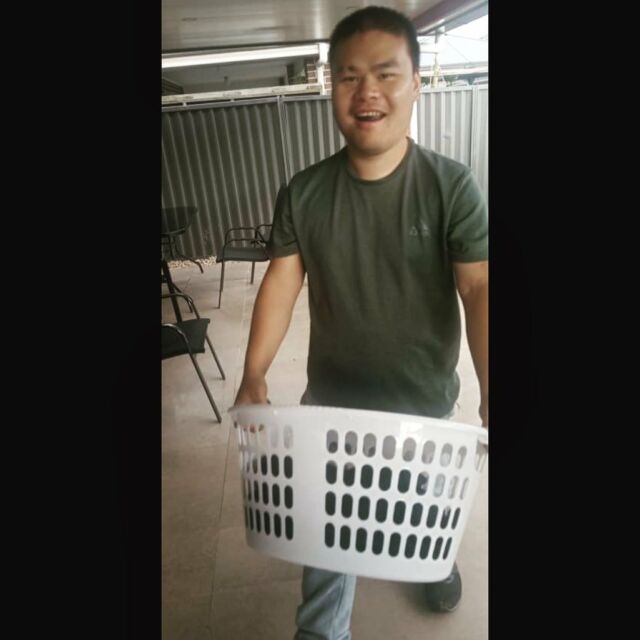 Alex helping out with the laundry. We strive every day so that each participant achieves their set goals while also having fun along the way - it'll be an amazing ride if you join us too :)#wishhealthanddisability #Unique #NDIS #ndissupport #disability #localcommunity #support #care #healthcare #community #participation #SIL #SDA