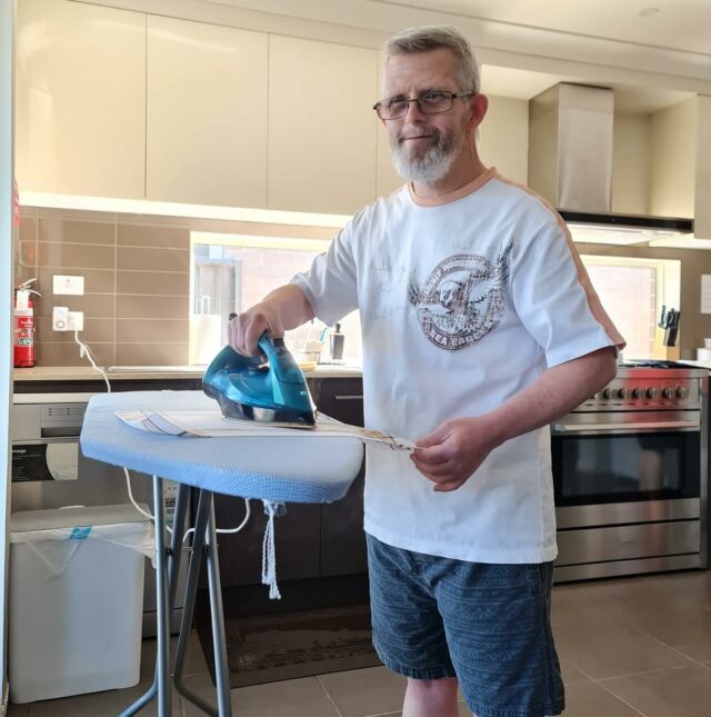 At wish we encourage participants to live as independent as possible #ironing #housechores #ndis #ndisprovider #sil #supportedindependentliving