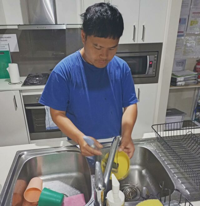 Alex helping with house chores 🧼 #ndis #ndisprovider #ndissupport #wishdisability